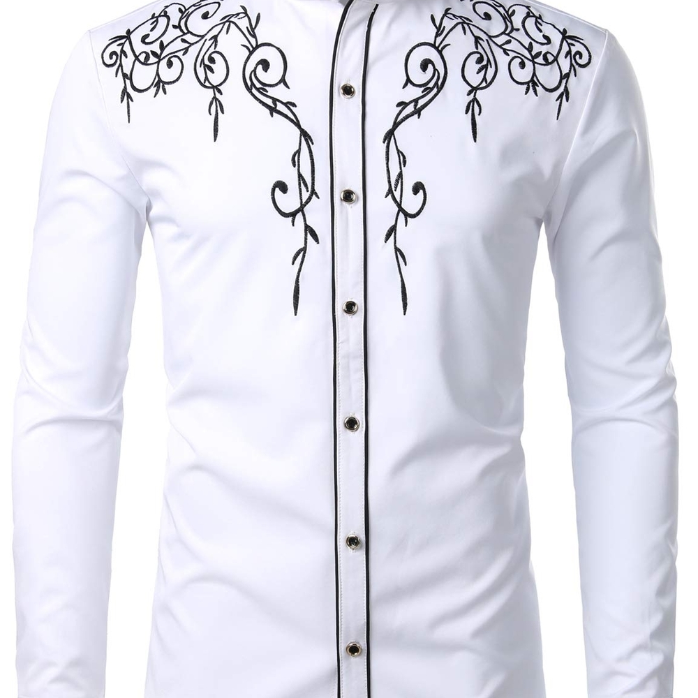 Men's White Embroidered Shirt Small Zeroyaa